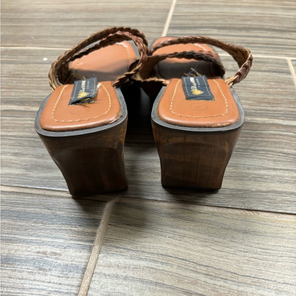 Blue Asphalt leather and wooden clogs - Picture 5 of 7
